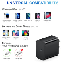 Load image into Gallery viewer, iPhone 14 13 12 11 Super Fast Charger-20W PD Type C Power Wall Charger with 6FT Charging Cable Compatible with iPhone 14/14 Pro Max/13/13 Mini/13 Pro/13 Pro Max/12/12 Pro/iPad Air-Black