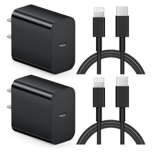 Load image into Gallery viewer, iPhone 14 13 12 Charger Super Fast Charger with 6FT Fast Charging Cable-Apple MFi Certified-2-Pack 20W PD USB C Compatible with iPhone14/14 Pro Max/13/13Pro/12/12 Pro/11/11Pro/XS,iPad-Black