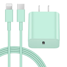 Load image into Gallery viewer, iPhone 14 13 12 11 Super Fast Charger-20W PD Type C Power Wall Charger with 6FT Charging Cable Compatible with iPhone 14/14 Pro Max/13/13 Mini/13 Pro/13 Pro Max/12/12 Pro/iPad Air-Green