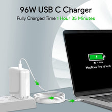 Load image into Gallery viewer, Mac Book Charger-96W USB C Fast Charger Power Adapter-Compatible with New Mac Book Air 13 Inch MacBook Pro 16 15 14 13 Inch 2021 2020 2019 2018-6.6ft USB C to C Charge Cable