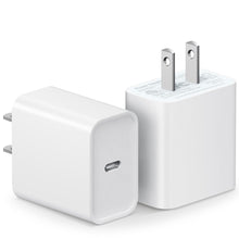 Load image into Gallery viewer, 2 Pack USB C Wall Charger-iPhone Fast Charger Block 20W PD Power Adapter Compatible with iPhone 13/13 Mini/13 Pro/13 Pro Max/12/11 iPad Pro/Mini Google Pixel 4/3 Samsung Galaxy S20 S10 and More