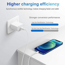 Load image into Gallery viewer, iPhone 14 13 12 11 Super Fast Charger-Apple MFi Certified-High Speed iPhone Charger-6FT Wall Charger-2-Pack 20W PD USB C Compatible with iPhone 14/14Pro/13/13 Pro/12/12Pro/XS/Max/XR/X/8/8 Plus