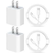 Load image into Gallery viewer, iPhone 14 13 12 11 Super Fast Charger-Apple MFi Certified-High Speed iPhone Charger-2-Pack 20W PD USB C 6FT Wall Charger Compatible with iPhone 13/13Pro/12/12 Pro/11/11Pro/XS/Max/XR/X/8/8 Plus