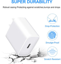 Load image into Gallery viewer, iPhone Charger【Apple MFi Certified】 20W PD Fast Type C Power Wall Charger with 6FT USB C to Lightning Cable Compatible iPhone 12/12 Mini/12Pro/12 Pro Max/11/11 Pro Max/Xs Max/XR/X, iPad