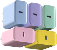 Load image into Gallery viewer, [5 Pack] USB C Wall Charger, iPhone Charger Block 20W PD Power Adapter Compatible iPhone 14/14 Pro/14 Pro Max/14 Plus/13 12 11 Pro Max/Mini/Xs Max/XR/X, iPad Pro/Mini, Google Pixel 5/4/3 - Mixed Color
