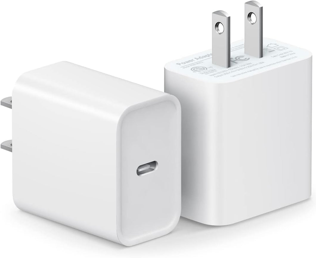USB C Wall Charger Block【Apple MFi Certified】 2Pack 20W PD Power Adapter for iPhone 14/14 Pro/14 Pro Max/14 Plus/13 12 11 Pro Max/Mini/Xs Max/XR/X, iPad, Samsung/Google Phone