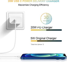 Load image into Gallery viewer, USB C Wall Charger Block【Apple MFi Certified】 2Pack 20W PD Power Adapter for iPhone 14/14 Pro/14 Pro Max/14 Plus/13 12 11 Pro Max/Mini/Xs Max/XR/X, iPad, Samsung/Google Phone
