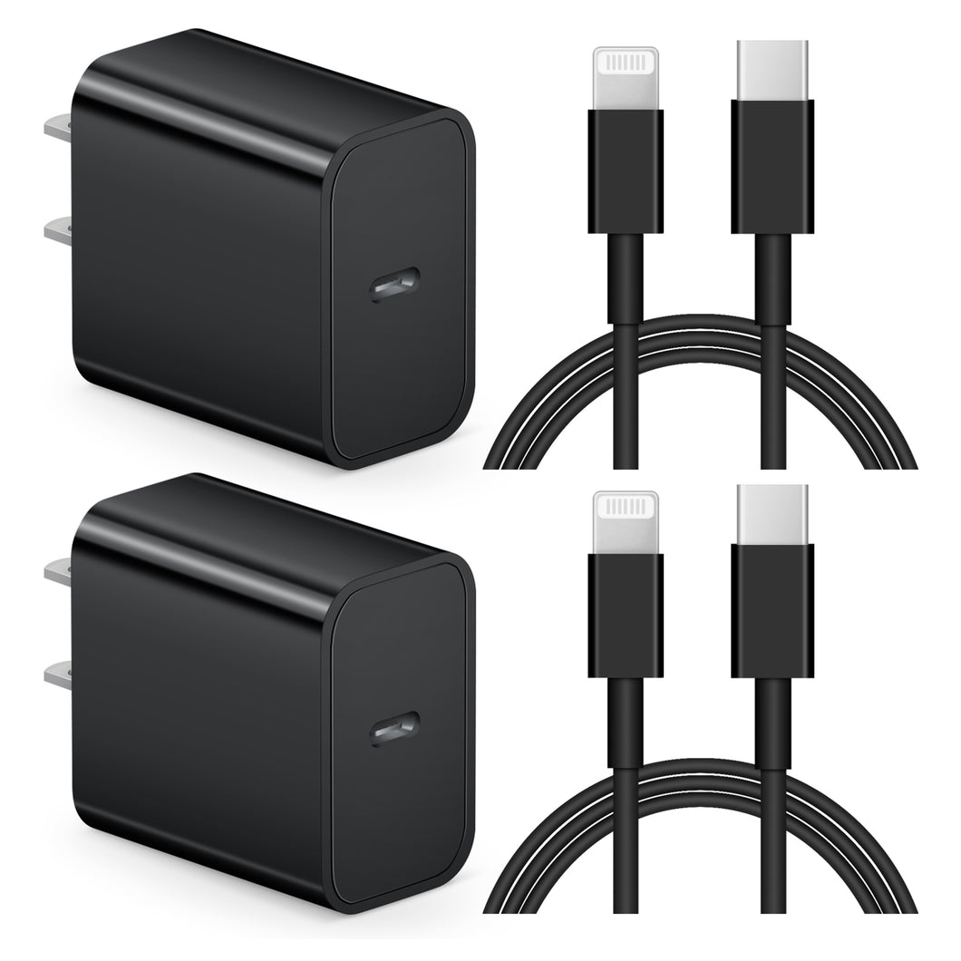 iPhone 14 13 12 Charger Super Fast Charger with 6FT Fast Charging Cable-Apple MFi Certified-2-Pack 20W PD USB C Compatible with iPhone14/14 Pro Max/13/13Pro/12/12 Pro/11/11Pro/XS,iPad-Black