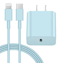 Load image into Gallery viewer, iPhone 14 13 12 11 Super Fast Charger-20W PD Type C Power Wall Charger with 6FT Charging Cable Compatible with iPhone 14/14 Pro Max/13/13 Mini/13 Pro/13 Pro Max/12/12 Pro/iPad Air-Blue
