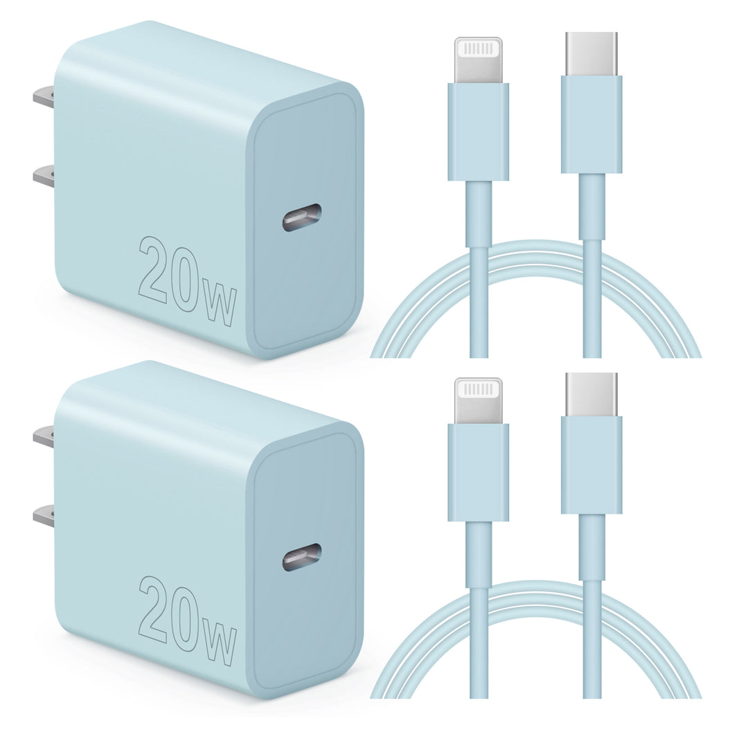 iPhone 14 13 12 Charger Super Fast Charger with 6FT Fast Charging Cable-Apple MFi Certified-2-Pack 20W PD USB C Compatible with iPhone14/14 Pro Max/13/13Pro/12/12 Pro/11/11Pro/XS,iPad-Blue