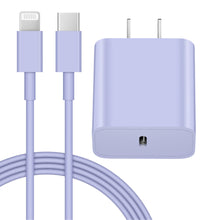 Load image into Gallery viewer, iPhone 14 13 12 11 Super Fast Charger-20W PD Type C Power Wall Charger with 6FT Charging Cable Compatible with iPhone 14/14 Pro Max/13/13 Mini/13 Pro/13 Pro Max/12/12 Pro/iPad Air-Purple
