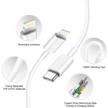 Load image into Gallery viewer, iPhone Fast Charger Lightning Cable-Apple MFi Certified-3-Pack USB-C to Lightning Cable-6Ft-Fast Charging Compatible with iPhone14/14 Plus/14 Pro/14 Pro Max/13/13pro/12/12 Pro/12 Pro Max/11/iPad
