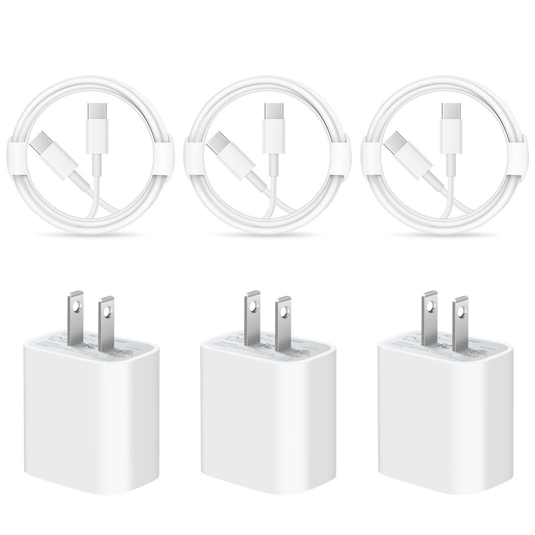 3 Pack iPhone 15 Charger-USB C Charger-Apple MFi Certified-iPad Pro Charger iPad Air Mini Charger with 6FT Cable for iPhone 15/iPhone 15 Pro/iPhone 15 Pro Max/iPad Pro/Mini/Air4/AirPods