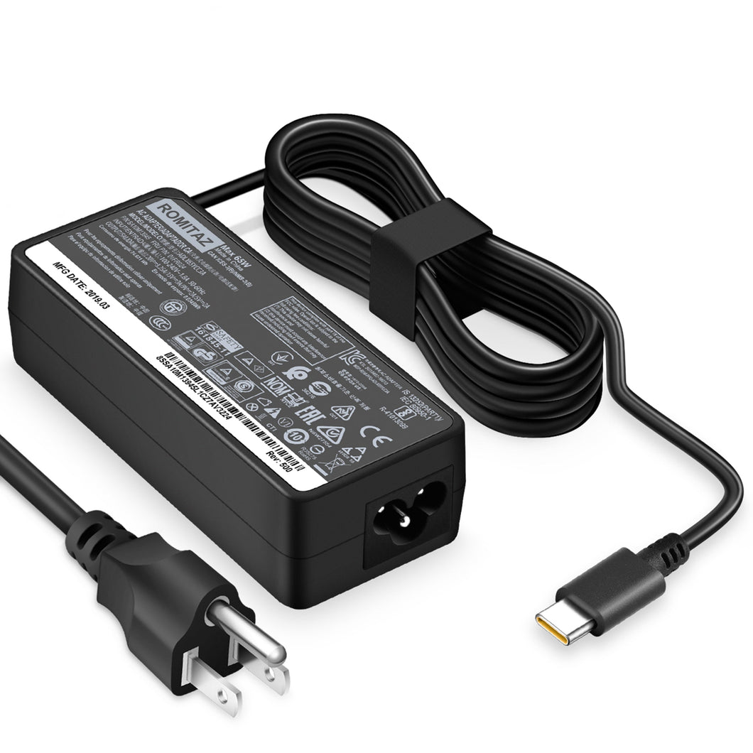 USB C Laptop Charger 65W 45W for Lenovo Chromebook 100e 300e 500e C330 S330-ThinkPad T480 T480s T580 T580s E480 E580 Yoga A485 T490S T590 C930 C940 13 IdeaPad 730s AC Adapter Power Supply