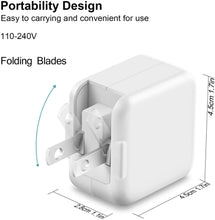 Load image into Gallery viewer, iPhone 14 13 12 11 Charger iPad Charger-Apple MFI Certified-12W USB Wall Charger Foldable Portable Travel Plug with USB Charging Cable Compatible with iPhone, iPad, iPad Mini, iPad Air 1/2/3, Airpod
