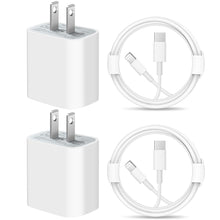 Load image into Gallery viewer, iPhone 11 12 13 Super Fast Charger [Apple MFi Certified] High Speed iPhone Charger 2-Pack 20W PD USB C 6FT Wall Charger Compatible with iPhone 13/13Pro/12/12 Pro/11/11Pro/XS/Max/XR/X/8/8 Plus,iPad
