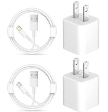 Load image into Gallery viewer, iPhone Charger【Apple MFi Certified 】[2-Pack] USB Wall Charger Block and 6FT USB to Lightning Fast Charging Cable Compatible with iPhone 14/14 Pro/14 Pro Max/14 Plus/13/12/11/Mini/XS/Max/XR/X/8/7/SE
