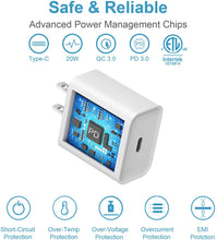 Load image into Gallery viewer, iPhone 11 12 13 14  Fast Charger【Apple MFi Certified】 20W PD Type C Power Wall Charger with 6FT USB C to Lightning Cable Compatible iPhone 12/12 Mini/12Pro/12 Pro Max/11/11 Pro Max/Xs Max/XR/X, iPad AirPod
