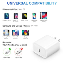 Load image into Gallery viewer, iPhone 11 12 13 Super Fast Charger [Apple MFi Certified] High Speed iPhone Charger 2-Pack 20W PD USB C 6FT Wall Charger Compatible with iPhone 13/13Pro/12/12 Pro/11/11Pro/XS/Max/XR/X/8/8 Plus,iPad
