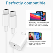 Load image into Gallery viewer, iPad Pro Charger【Apple MFi Certified 】20W USB-C Fast Charger for iPad Mini 6 ,iPad Air4,iPad Pro 12.9,iPad Pro 11 inch 2021/2020/2018,6FT USB to USB Cable Fast Wall Charger
