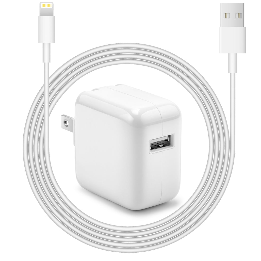 iPad Charger iPhone Charger-Apple MFi Certified-12W USB Wall Charger Foldable Portable Travel Plug with USB Charging Cable Compatible with iPhone, iPad, iPad Mini, iPad Air 1/2/3, Airpod