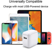 Load image into Gallery viewer, iPad Charger iPhone Charger-Apple MFi Certified-12W USB Wall Charger Foldable Portable Travel Plug with USB Charging Cable Compatible with iPhone, iPad, iPad Mini, iPad Air 1/2/3, Airpod
