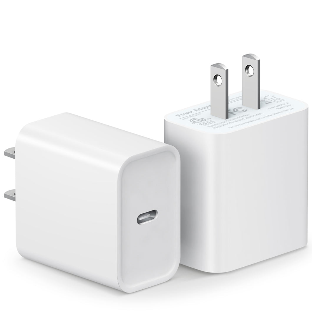 2 Pack USB C Wall Charger-iPhone Fast Charger Block 20W PD Power Adapter Compatible with iPhone 13/13 Mini/13 Pro/13 Pro Max/12/11 iPad Pro/Mini Google Pixel 4/3 Samsung Galaxy S20 S10 and More